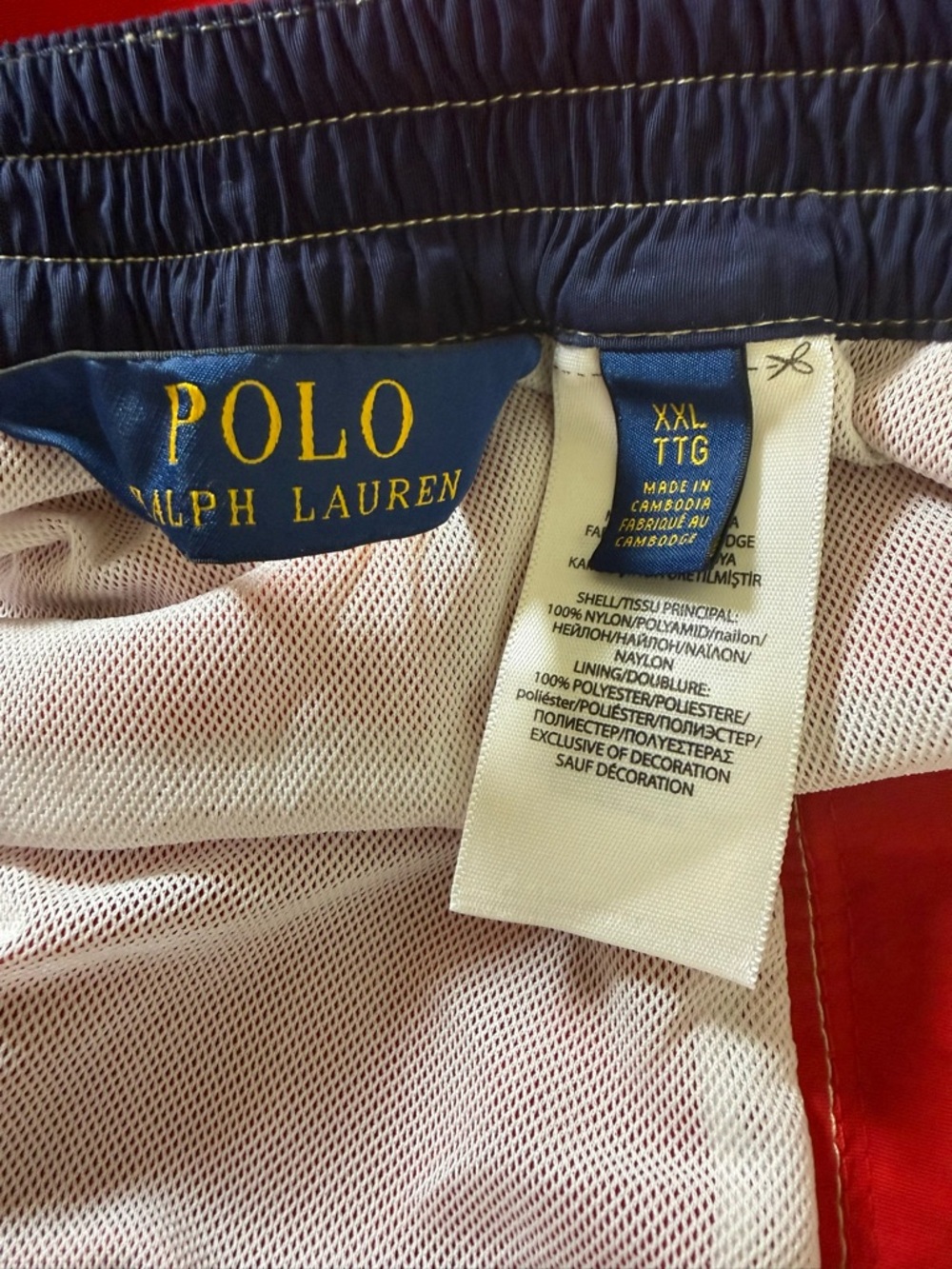 Polo Ralph Lauren Red Kailua Swim Trunks Cargo Board Shorts Men's XXL Like New - Picture 8 of 9